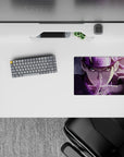 Smoky purple anime mouse pad 14x10 inches with sharp highlights, warm energy, and a dangerous vibe.