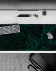 36x16 inches desk pad with a detailed green terrain map design, blending adventurous flair with modern elegance for your workspace.