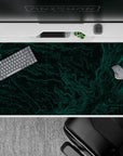 40x20 inches desk pad showcasing green terrain map patterns, blending natural beauty with modern design for a creative and inspiring desk setup.