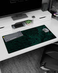 Modern 32x16 inches mouse pad showcasing detailed terrain maps in green hues, perfect for explorers and design enthusiasts seeking creative flair.