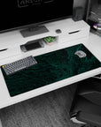 Artistic 36x16 inches desk pad showcasing green terrain patterns, perfect for adding creativity and nature-inspired aesthetics to your desk setup.