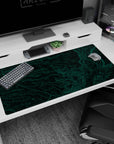 Large 40x20 inches desk pad featuring detailed green terrain, ideal for explorers and design enthusiasts looking to add a unique touch to their workspace.
