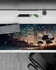 36x16 inches anime mouse pad in blue, peach, and gold tones with a quiet, cinematic summer mood.