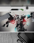 40x20 inches mouse pad with Tokyo Ghoul design, showcasing haunting shadows, crimson splashes, and ghoul eyes for a chilling, beautiful atmosphere.