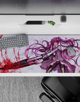Striking 36x16 mouse pad highlights Kurome’s iconic pose, bloodstained blade, and intricate details in stunning artistic precision