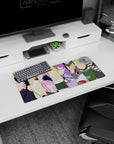 My Hero Academia mouse pad, 28x12 inches, featuring Akame ga Kill! warriors design with bold colors and a split-panel layout for artistic power.