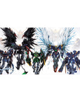 Gundam-style mecha squad anime desk pad, poster-like artwork, 40x20 inches.