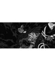 Mouse pad with Levi Ackerman in manga-style, 36x16 inches, showcasing his unbreakable will with a dramatic black-and-white design.