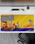 Bold 32x16 mouse pad combines Thousand Sunny's beauty with a radiant sunset for impactful visuals
