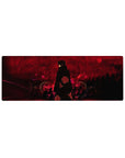 Compact 32x12 inches mouse pad featuring Itachi Uchiha in his Akatsuki cloak, surrounded by red skies and ravens, capturing his dark power.