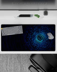 32x16 inches mouse pad with synthwave design, showcasing a vibrant neon forest and the kanji for "dream" for a surreal, harmonious workspace vibe.