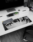 32x12 inches anime girl mouse pad featuring a close-up girl with messy bangs and heart pupils staring adorably.