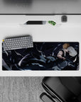 32x12 inches mouse pad with Ichigo Kurosaki in a battle-ready stance, featuring shattered debris and glowing blade for chaotic power.