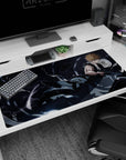 Large 40x20 inches mouse pad with Ichigo Kurosaki, featuring shattered debris, stormy tones, and a glowing blade for raw, chaotic power.