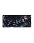 Mouse pad featuring Ichigo Kurosaki, 28x12 inches, with shattered debris and glowing blade for a high-energy, intense Bleach design.