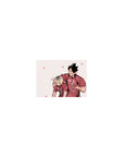 14x10 inches classic anime mouse pad with two volleyball teammates, red jersey ace and grumpy blond, flowers.