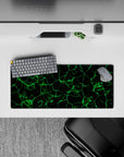 28x12 inches mouse pad with electrifying green geometric lines on a dark background, perfect for bringing intensity and style to your workspace.