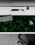36x16 inches desk pad with electrifying neon grid flow in green, creating an intense, futuristic look for your workspace.