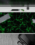40x20 inches desk pad showcasing neon grid flow with striking green geometric lines, bringing a tech-inspired aesthetic to your desk setup.