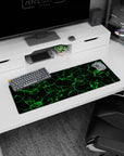 Energetic 32x12 inches mouse pad showcasing neon grid flow design with green geometric patterns, perfect for brightening up your workspace.