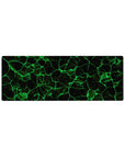 Compact 32x12 inches mouse pad featuring neon grid flow in electrifying green, perfect for adding futuristic style and energy to smaller desks.