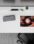 14x10 inches mouse pad with a vivid celestial firestorm design, blending fiery cosmic colors around a glowing core, ideal for a striking desk setup.