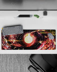 32x12 inches mouse pad with a celestial firestorm design, blending vibrant colors and swirling patterns, perfect for adding intensity to your workspace.