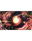 Desk pad featuring a vivid swirl of reds, golds, and yellows around a glowing celestial core, 40x20 inches, perfect for adding fiery cosmic energy to your workspace.