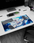Modern 32x16 inches mouse pad with Luffy in Gear Fifth from One Piece, reflecting his peak form and dynamic energy in a moonlit design.