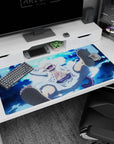 Large 40x20 inches desk pad featuring Luffy in Gear Fifth from One Piece, embodying his strength and playful essence under the moonlight.