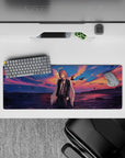32x12 inches mouse pad with lone figure, golden sunset, and angelic wings for a serene, celestial workspace touch.