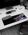 32x12 inches Revy Black Lagoon mouse pad with wild grin, dual pistols drawn, legs stretched mid-action.