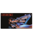 32x16 inches anime girl mouse pad with action pose, twin pistols, denim shorts, and sharp print detail.