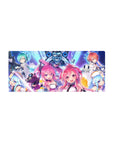 Sound Voltex Exceed Gear anime girl mouse pad, twin heroines and team on hex-grid, 28x12 inches.