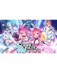 Sound Voltex Exceed Gear anime girl desk pad, twin heroines on hex-grid, 40x20 inches.