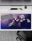 32x16 inches violet night anime mouse pad in purple and midnight blue with sparkles and cozy magic mood.