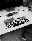 Jujutsu Kaisen mouse pad, 28x12 inches, with a powerful black-and-white design that showcases cursed energy and inner turmoil.