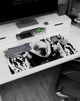 Modern 32x16 inches mouse pad with a black-and-white Jujutsu Kaisen design, perfect for fans seeking a striking, dark aesthetic.