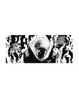 Mouse pad featuring a black-and-white Jujutsu Kaisen design, 28x12 inches, capturing intense energy and inner turmoil in manga style.