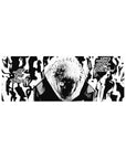 Compact 32x12 inches mouse pad featuring a powerful black-and-white portrayal from Jujutsu Kaisen, showcasing intense cursed energy.
