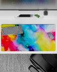 32x16 inches mouse pad with bold abstract watercolor splashes, bringing creative energy and vibrant style to your workspace.