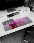 Small but impactful 32x12 mouse pad showcases anime-inspired vibrancy with striking gradient-and-pattern contrasts and sleek sophistication