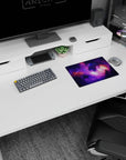 Nebula cloud scene classic mouse pad, 14x10 inches, with zigzag lightning streaks on dark space.