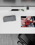 14x10 inches mouse pad featuring Zero Two design, with vibrant colors and dynamic motion for a bold, high-energy anime effect.