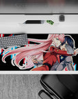 36x16 inches mouse pad with Zero Two design, showcasing vibrant colors and dynamic motion for a bold, energetic anime vibe.