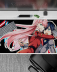 40x20 inches mouse pad with Zero Two design, featuring vibrant colors and motion for a bold, dynamic character-driven aesthetic.