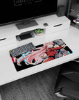 My Hero Academia mouse pad, 28x12 inches, featuring Zero Two design with vibrant colors and motion for a high-energy, bold anime look.
