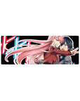 Compact 32x12 inches mouse pad with Zero Two design, featuring vibrant colors and motion for a dynamic and bold anime-inspired aesthetic.