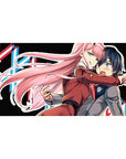 Mouse pad featuring Zero Two design, 40x20 inches, with vibrant colors, motion, and bold character design for an energetic anime-inspired look.
