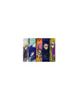 Classic anime mouse pad 14x10 inches with seven warrior portraits in stained-glass panel layout.
